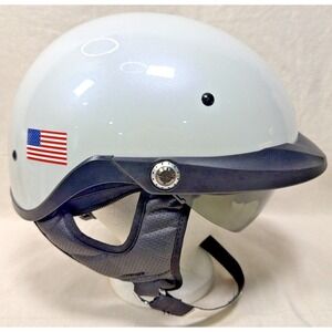 EUC Bell Pit Boss Motorcycle Helmet Pearl White w/ Drop Down Shield Size M DOT